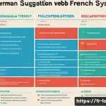 Home 22 독일어 시험 필수 문법 정리 - A detailed educational infographic illustrating the German verb conjugation system for French learne...